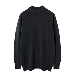 秋冬季新款舒适时尚百搭男士七针双股半高羊绒衫男装，男装羊绒套衫，麦纱纱羊绒