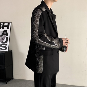 烫钻太贵拒绝低价春装重工烫钻西装外套男大码宽松韩版男装西服图片
