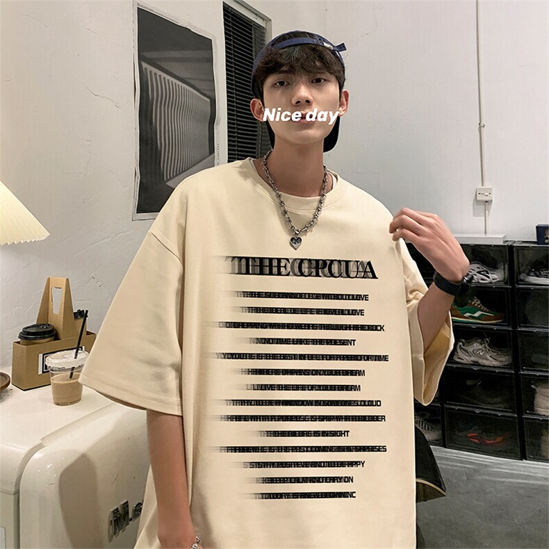 抖音得物二开现货供应220克夏装重磅美式高街宽松短袖t恤MT95,男装T恤,电商A486-1