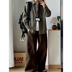 秋冬新款290克重磅长袖纯色衬衫GC69-P40成分100聚酯纤维，男装衬衫，星座1302