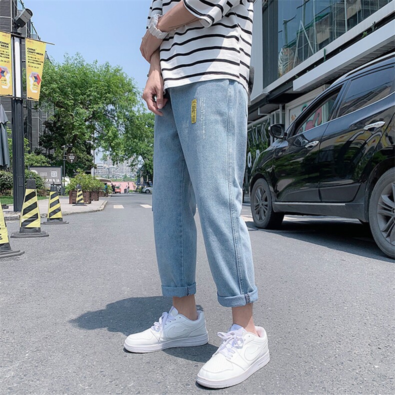 夏季薄款男士牛仔裤9分裤男宽松直筒潮流百搭九分裤N311-P45,男装牛仔裤,电商A318