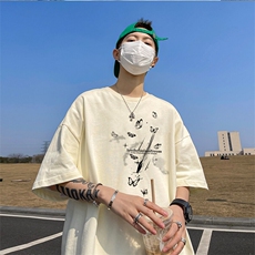 可设48小时发货支持抖音得物来样二开230克重磅美式短袖t恤MT342，男装T恤，电商A486-1