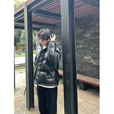网络图现货！立领PU皮棉服外套高级设计感小众短款棉服RMY29-P100，男装棉衣，星座1005-6