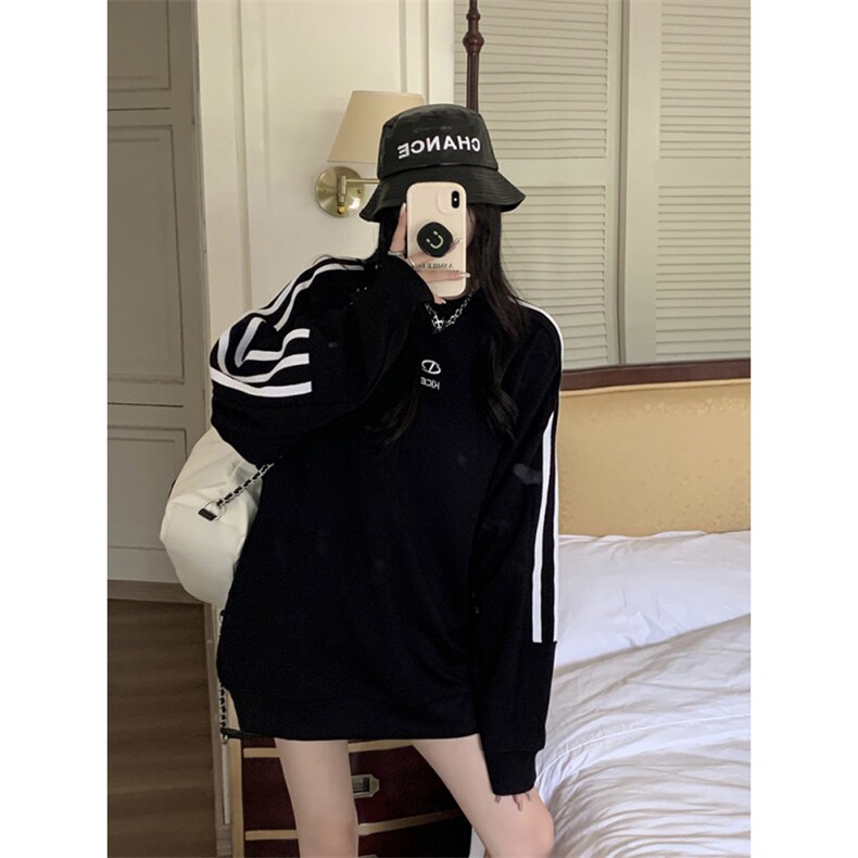 5563-P37潮牌310克后包领+刺绣三条杠休闲宽松卫衣,女装卫衣/绒衫,星座617A-2