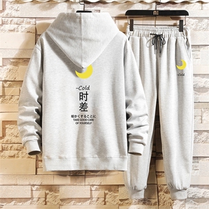 TK6047-P85 开衫连帽卫衣套装男运动套装两件套 砖墙挂拍图片