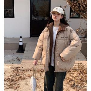 美式高街oversize棉服女冬季新款学生假两件加厚棉衣复古C515-95图片