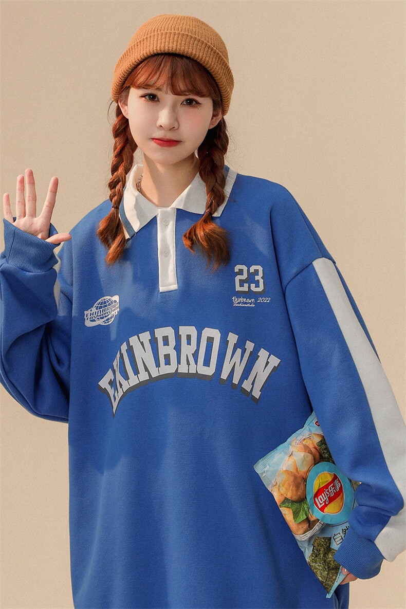 中性风POLO领卫衣女情侣大码胖MM套头卫衣女外套女类C7720P55控88,男装卫衣,星座226-1