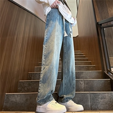k1039-p45-控68M-5XL大码宽松显瘦港风高阶宽松牛仔裤，男装牛仔裤，星座116