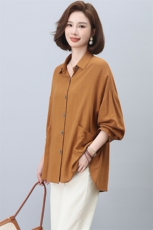 亚麻长袖衬衫女春秋2025年新款中年妈妈大码宽松休闲百搭衬衣上衣，女装衬衫，忆绮罗
