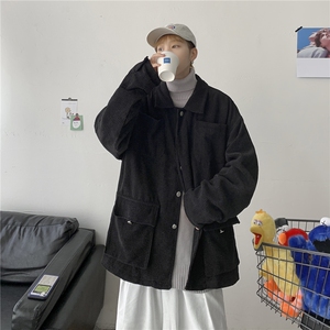秋装 港风情侣灯芯绒夹克多口袋工装宽松外套潮日系情侣 H203/P85图片