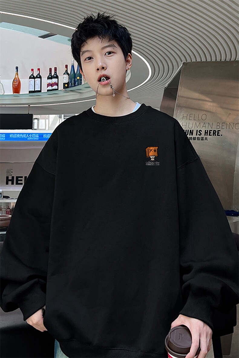 ！圆领卫衣男装港风长袖T恤男外套男WY173-P28,男装卫衣,电商B367