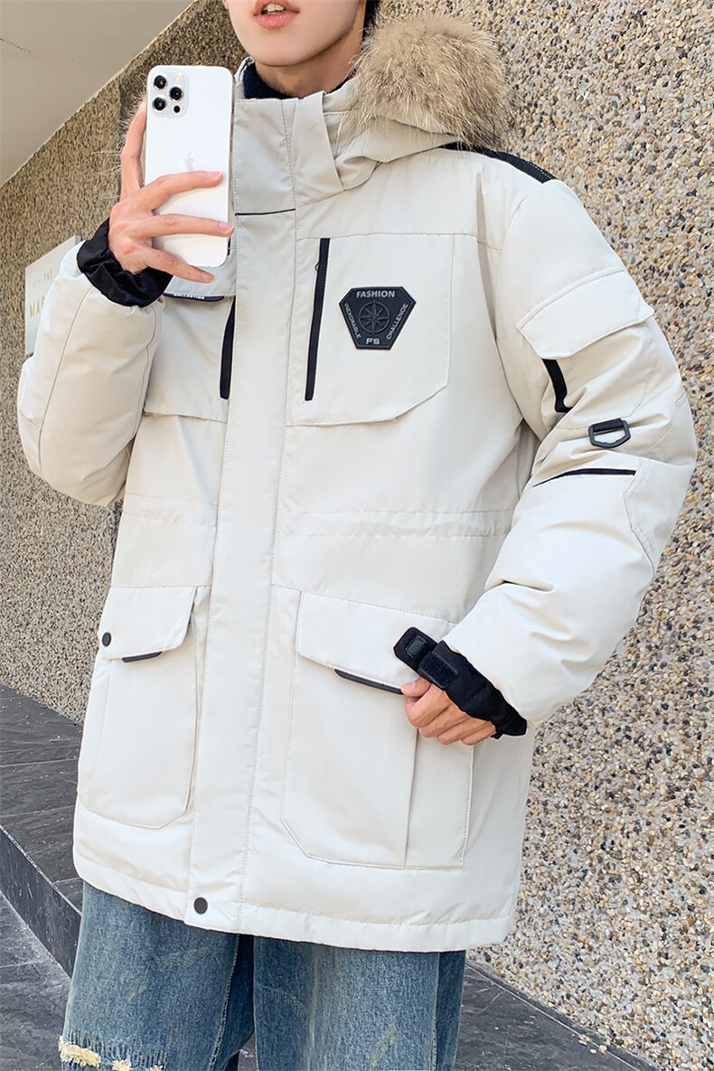 仓库桥园路现货足连帽工装户外情侣加厚学生白鸭绒羽绒服R2021P90,男装羽绒服,星座301D-5(原星座1415）