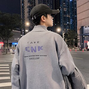 M18120-P45 半高领毛衣男士大码针织衫男毛线衣男线衫图片