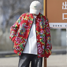 Y203秋冬棒球领开衫夹克外套大码团队服新中式表演出汉服开衫潮男，男装夹克，星座115A(原星座507）