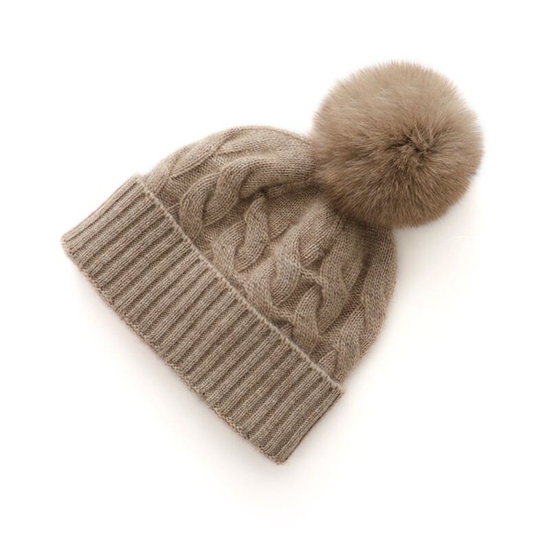 秋冬新款毛球针织帽女士羊绒护耳毛线帽欧美时尚保暖，帽子，轩妮羊绒