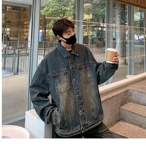 水洗做旧牛仔外套底特律工装夹克美式vibe重工牛仔衣W030-P47网图图片