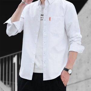 纯棉牛津纺长袖衬衫男商务休闲大码工装衬衣春秋季全棉外套图片