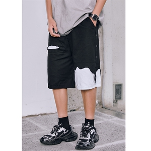 8XL-M 特大码短裤男夏季新款大码vibe破洞拼接高街短裤DK1518P50图片