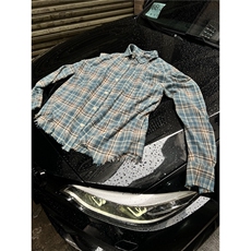 美式流苏破坏格子衬衫秋潮牌小众毛边设计男女衬衣外套CY1225-P31，男装衬衫，星座412-1