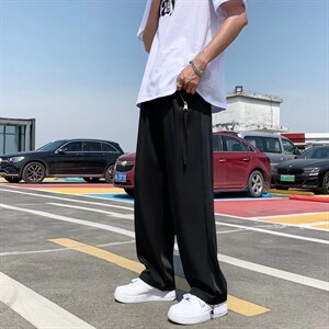 春夏休闲裤男直筒垂感ins潮牌港风西装布K2983P35