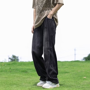 美式复古ins高级感拼接夏秋牛仔裤男宽松高街阔腿垂感直筒裤长裤图片