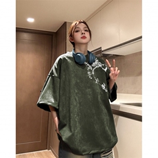 得物抖音直播高品质麂皮绒风印花宽松短袖djp295-特批23控39，男装T恤，星座605(原A050)