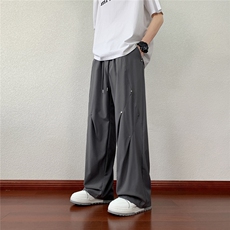褶皱铆钉百搭休闲裤K005模特酒店景92%聚酯纤维8%氨纶(S-2XL)TP25，男装休闲裤，电商A088