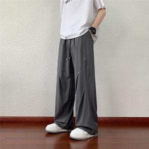 褶皱铆钉百搭休闲裤K005模特酒店景92%聚酯纤维8%氨纶(S-2XL)TP25图片
