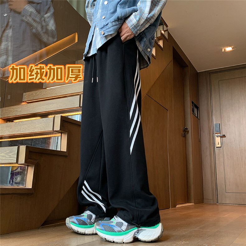 秋冬新款条纹织带卫裤长裤加绒加厚 XZ604-K106JR-特P50控88图片