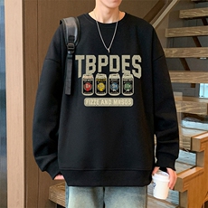 W560P35新品重磅圆领卫衣男无帽宽松上衣休闲套头外套，男装卫衣，星座304A-1