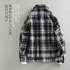 特P58无差价秋新美式复古格子翻领夹克男大码口袋小香风外套J606，男装夹克，电商A082