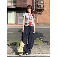 撞色腰格子长裤子2025新款复古薄款直筒运动休闲阔腿裤夏KW35，男装休闲裤，星座1116A（原606A-3）