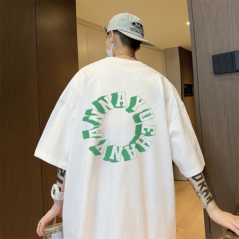 美式重磅百搭圆领短袖T恤男夏潮流ins潮牌hiphop宽松欧美麂皮半袖，男装T恤，电商019-1