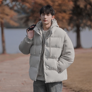 新款假两件棉服男加厚羽绒棉衣情侣款连帽拼色连帽外套M092-P75图片