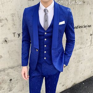 新郎结婚礼服西服套装 玫瑰压花西装三件套A470-TZ08图片