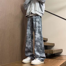 长裤微弹cleanfit雪花扎染牛仔裤男春秋季青少年纽扣潮水洗KB39，男装休闲裤，星座1116A-1（原606A）