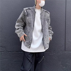 重工机车牛仔夹克男春秋季vibe美式高街小众廓形水洗宽松拼接外套，男装夹克，星座410-6（原星座1304-1）