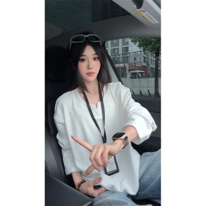 300克加厚德绒V领美式潮流冬季打底衫男士长袖T恤宽松慵懒风卫衣图片