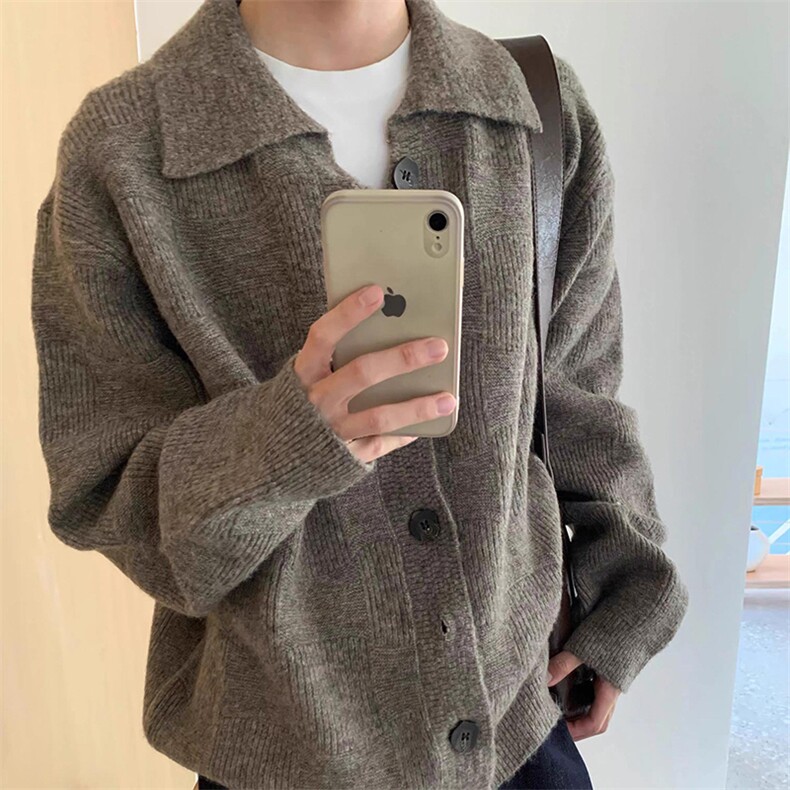 网图A2340TP52-秋冬新款美式复古老钱风针织翻领毛衣男百搭长袖，男装针织衫/毛衣，电商B241