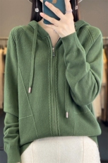 卫衣女款2025新款爆款连帽针织衫带帽毛衣春秋款帽衫宽松上衣外套，女装针织衫/毛衣，大美人包芯纱店