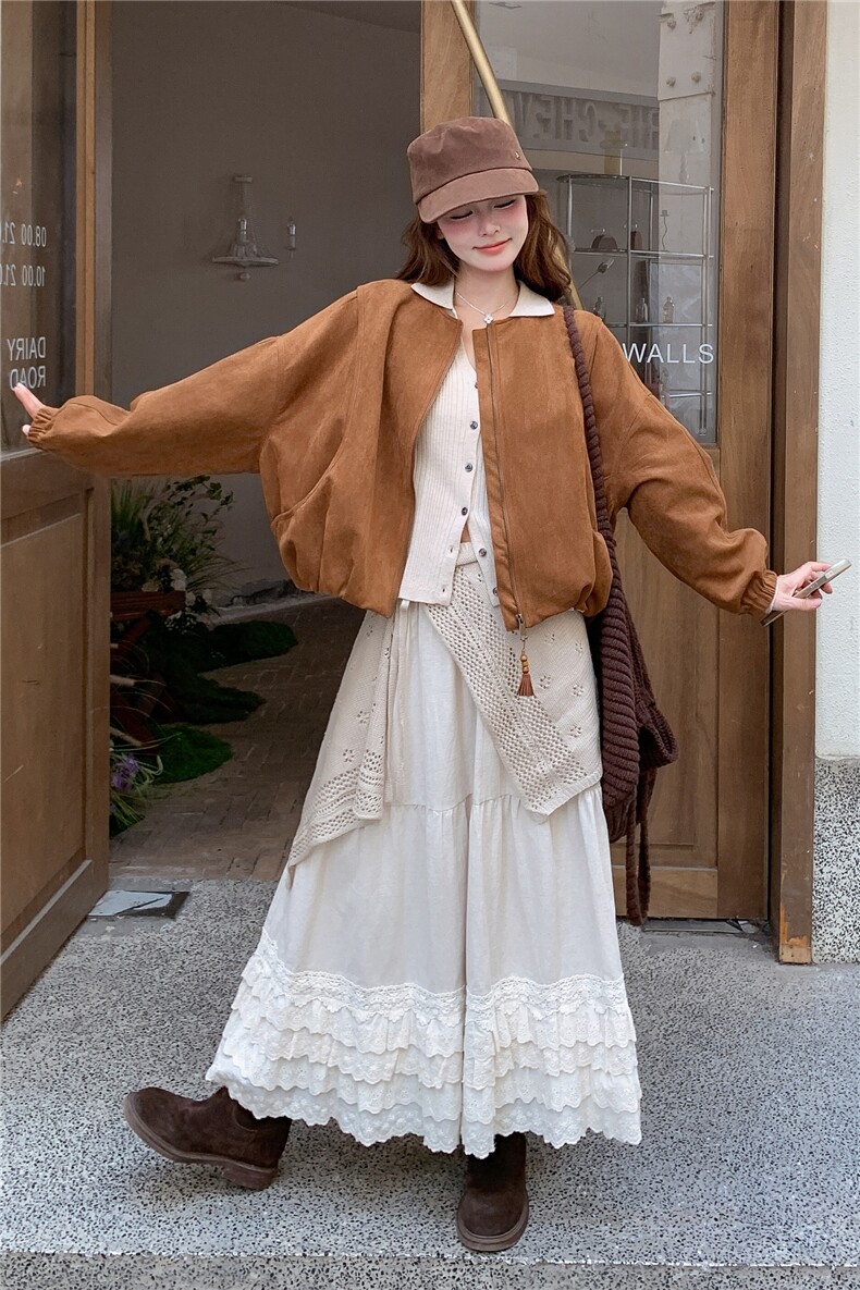 美拉德咖色棒球服外套女春秋2025新款超火好看高级小众短夹克上衣,女装短外套,浪娴服饰
