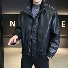 90新标2025pu蛋白皮立领加厚保暖宽松休闲羽绒服外套5886-P315，男装羽绒服，电商A413