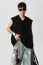 8XL-M夏竖条纹纯棉背心男韩版宽松坎肩休闲运动午休T恤肌理DX333，男装T恤，电商D206-1