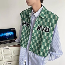 夏季设计感无性别外搭上衣潮流短款叠穿无袖马甲外套男W7074-P36，男装背心/马甲，星座512-2