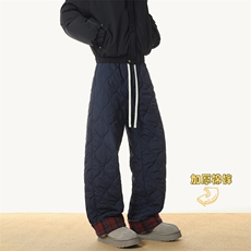 2025冬季新款无影墙大码防水加厚格子棉裤M-5XHK241059-特P35，男装休闲裤，电商A022