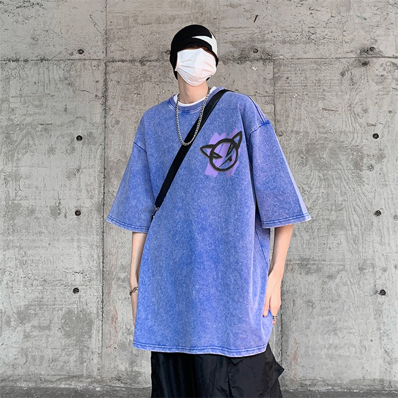 B239-X1019-P38美式小恶魔短袖落肩袖短袖T恤男,男装T恤,星座514-2(原B239)