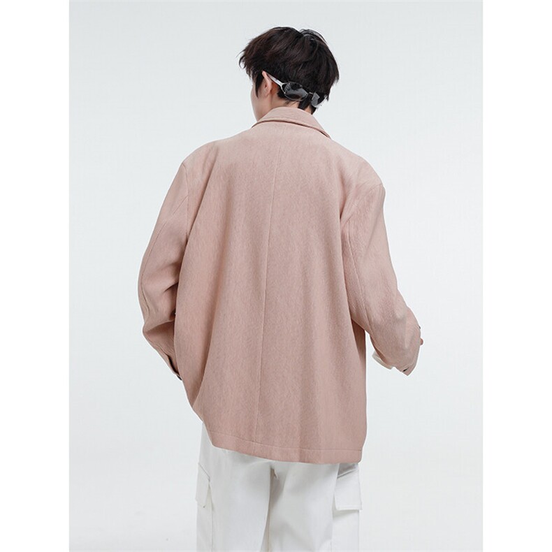 肌理感平驳领宽松西装外套单排扣男休闲西服B289-X8203-特98,男装西服套装,电商B289