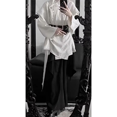 小众设计感长袖衬衫山本风肌理解构新中式斜门襟绑带衬衣外套，男装衬衫，星座506A