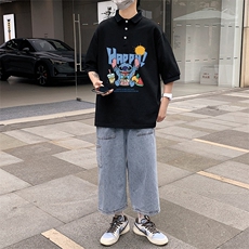 PL57077-P35翻领短袖polo衫男大码胖子半袖t恤男有领保罗衫模特，男装Polo衫，电商A040