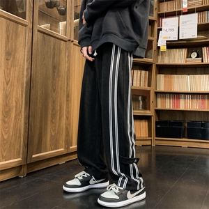 ！春季新款休闲裤条纹织带运动裤直筒裤313A-1-NK90-P65控78图片